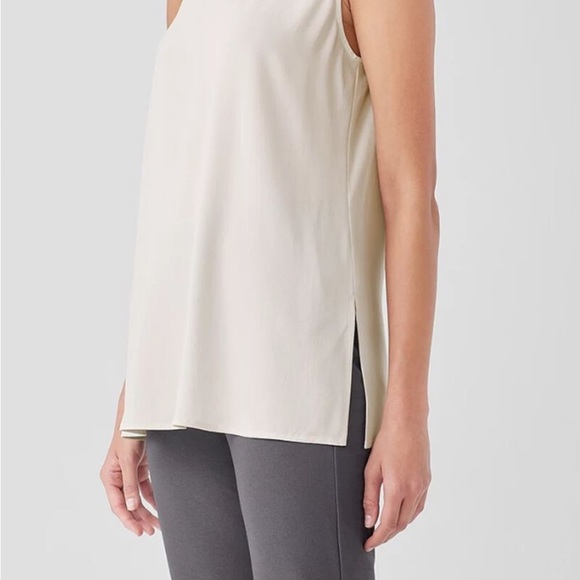 EILEEN FISHER Silk Georgette Crepe Ballet Neck Tank Size SEE MEASUREMENTS - Picture 3 of 9